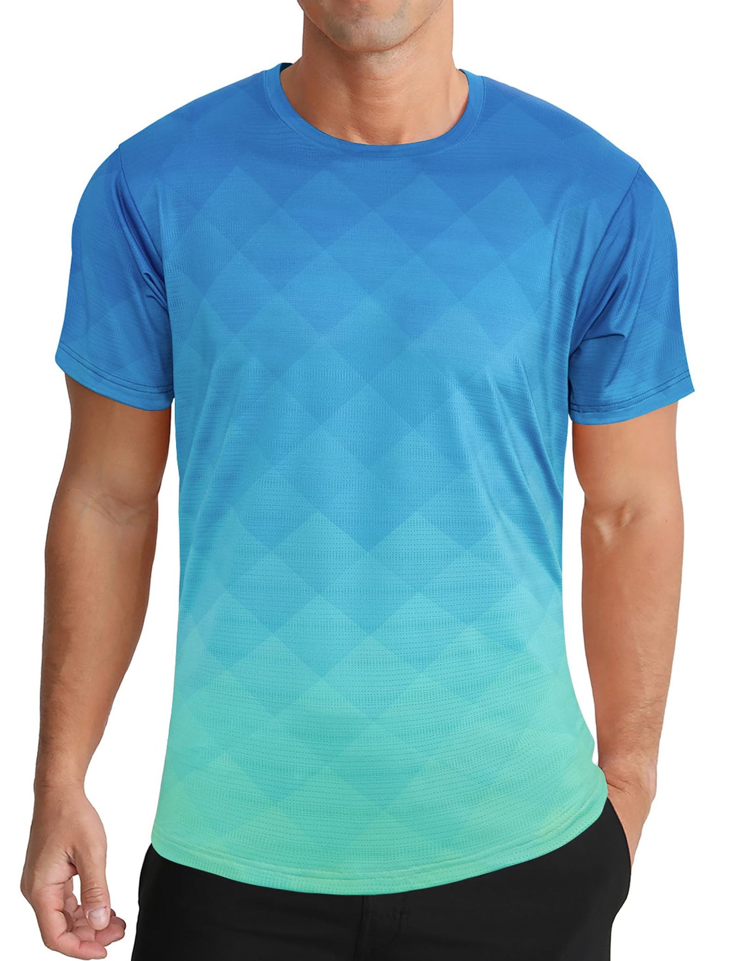 Men's Quick Dry Short Sleeve Sports Tee, Breathable Training Running Tops