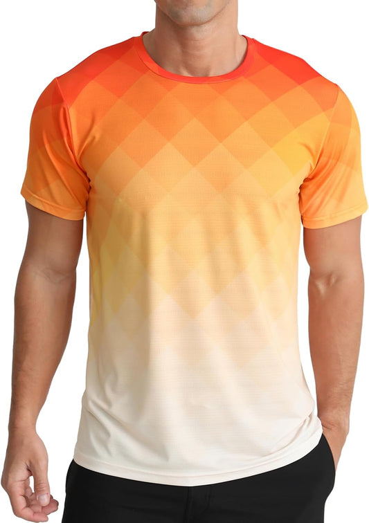 Men's Quick Dry Short Sleeve Sports Tee, Breathable Training Running Tops