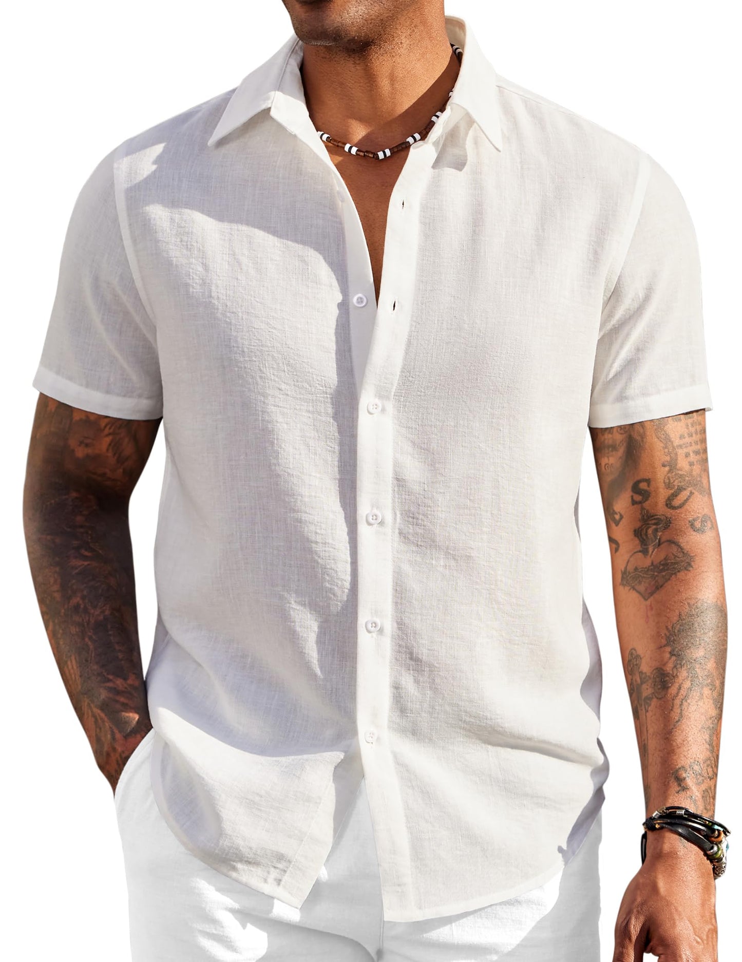 Men's Short Sleeve Button Down Casual Shirt, Lightweight Summer Shirts for Beach, Wedding, Vacation