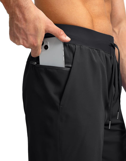 Men's Quick Dry Sports Shorts With Zipper Pockets For Fitness Running Basketball