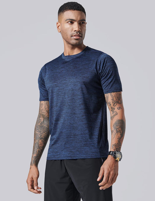 5 Pack Men's Quick Dry Crew Neck Short Sleeve Tops, Casual Sports Tees for Fitness Running Can you recommend some other activewear items for men? Do you have any suggestions for men's workout shoes to go with these tops? Are there any specific