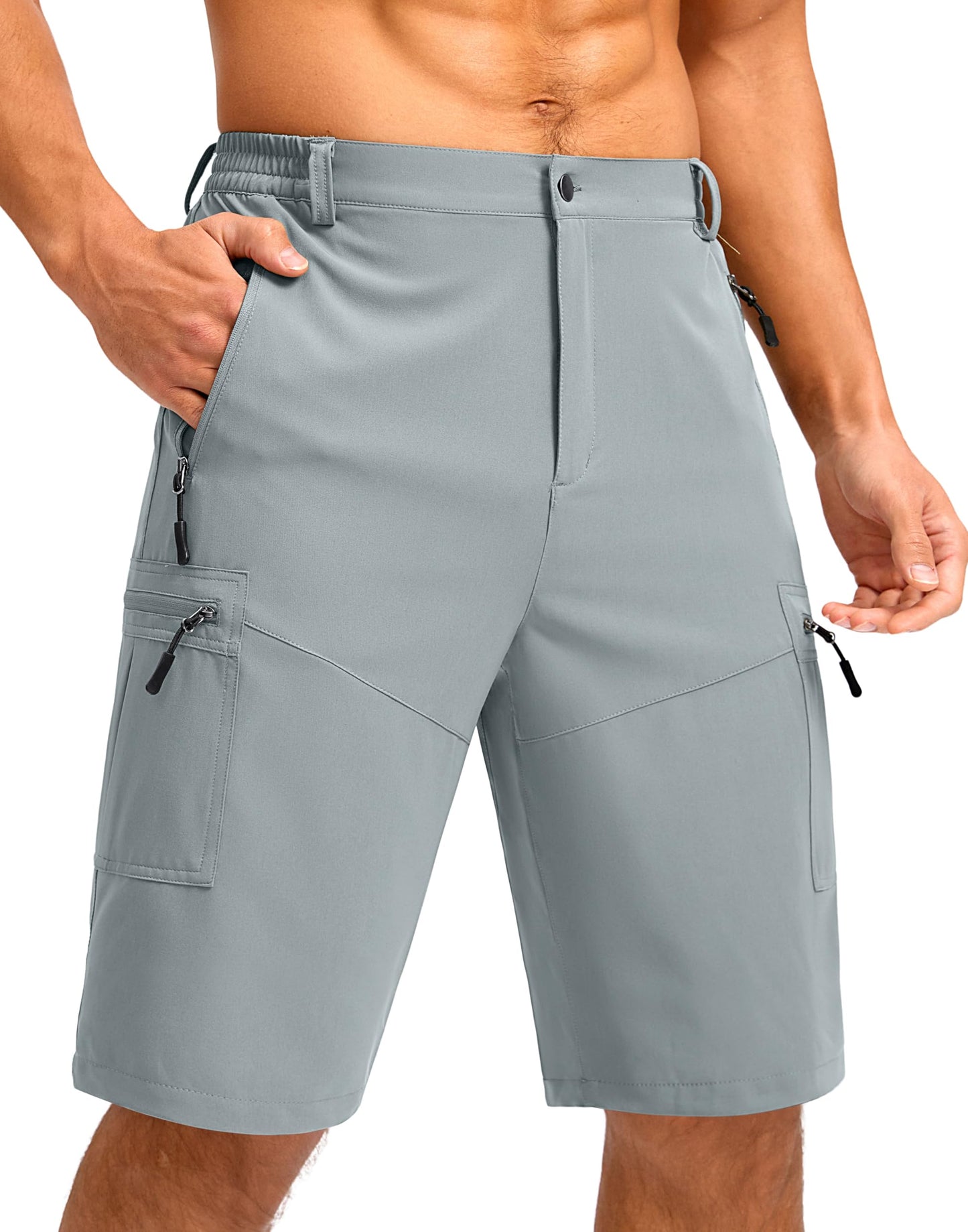 Men's Multi-Pocket Lightweight Outdoor Cargo Shorts, Casual Shorts for Hiking Golf Camping Could you recommend other men's outdoor apparel? Are hooded waterproof jackets available? What features do these hiking cargo shorts have? What are the advan