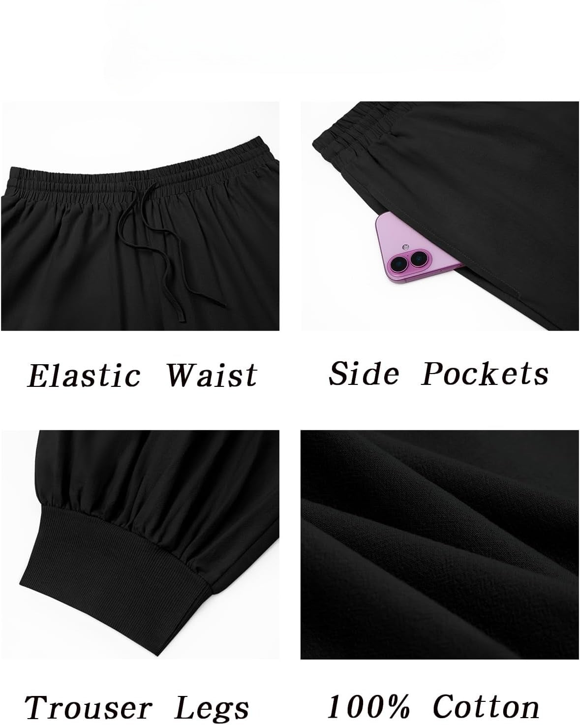 Men's Cotton Linen Harem Pants, Elastic Waist with Drawstring, Loose Casual Trousers for Yoga, Beach and Daily Wea