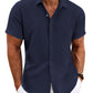 Men's Linen Shirts Short Sleeve Casual Shirts Button Down Shirt for Men Beach Summer Wedding Shirt