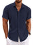 Men's Linen Shirts Short Sleeve Casual Shirts Button Down Shirt for Men Beach Summer Wedding Shirt