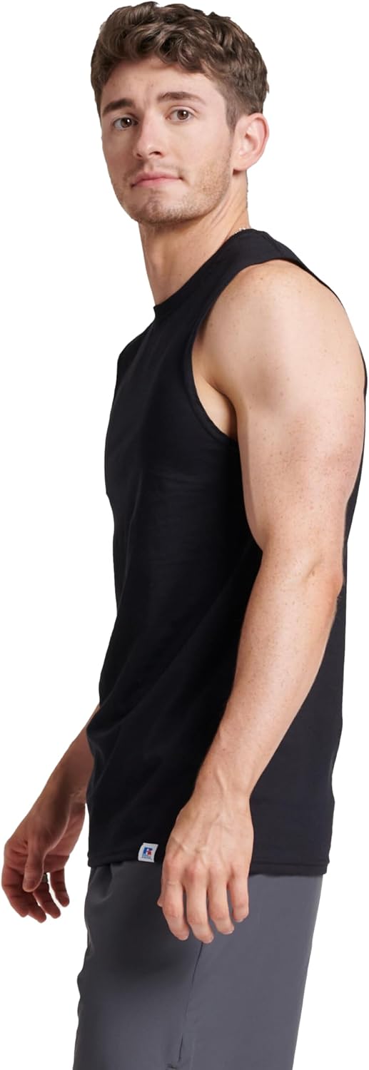 Men's Cotton Blend Sleeveless Muscle Tank Top, Moisture Wicking Anti-Odor Sun Protection Vest