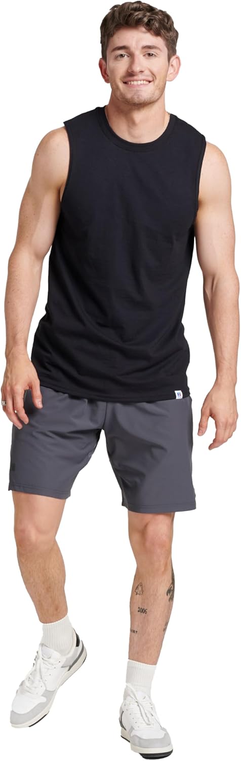 Men's Cotton Blend Sleeveless Muscle Tank Top, Moisture Wicking Anti-Odor Sun Protection Vest