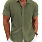 Men's Linen Shirts Short Sleeve Casual Shirts Button Down Shirt for Men Beach Summer Wedding Shirt
