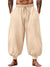 Men's Cotton Linen Harem Pants, Elastic Waist with Drawstring, Loose Casual Trousers for Yoga, Beach and Daily Wea