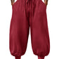 Men's Cotton Linen Harem Pants, Elastic Waist with Drawstring, Loose Casual Trousers for Yoga, Beach and Daily Wea