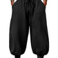 Men's Cotton Linen Harem Pants, Elastic Waist with Drawstring, Loose Casual Trousers for Yoga, Beach and Daily Wea