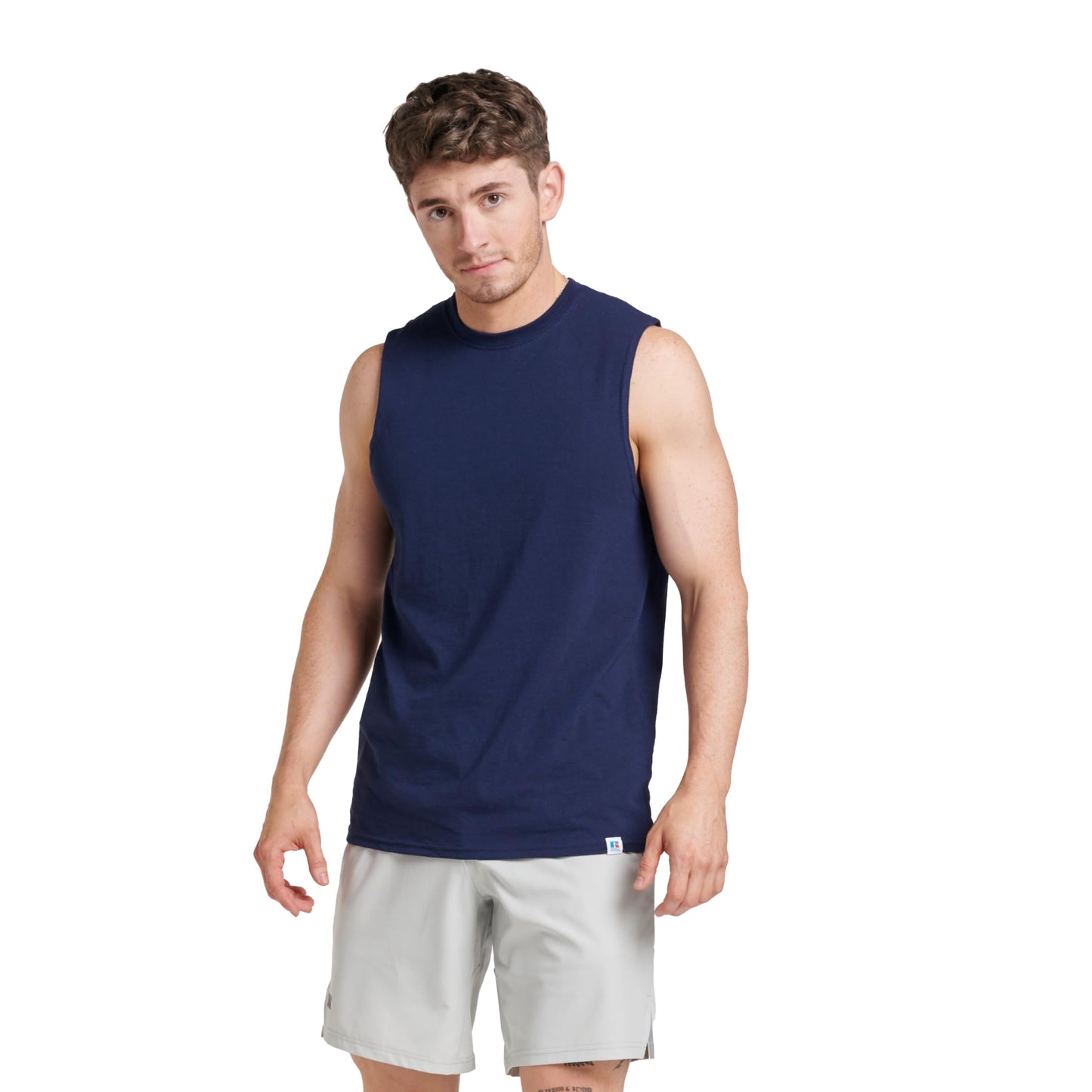 Men's Cotton Blend Sleeveless Muscle Tank Top, Moisture Wicking Anti-Odor Sun Protection Vest