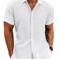 Men's Linen Shirts Short Sleeve Casual Shirts Button Down Shirt for Men Beach Summer Wedding Shirt