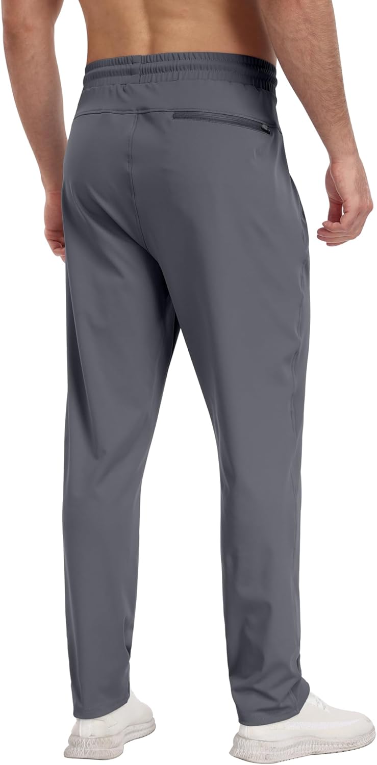 3 Pack Men's Jogger Pants with Zipper Pockets, Casual Sports Trousers for Workout Running