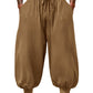 Men's Cotton Linen Harem Pants, Elastic Waist with Drawstring, Loose Casual Trousers for Yoga, Beach and Daily Wea