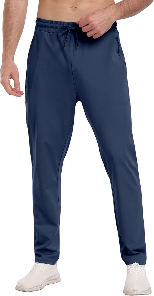 3 Pack Men's Jogger Pants with Zipper Pockets, Casual Sports Trousers for Workout Running