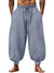 Men's Cotton Linen Harem Pants, Elastic Waist with Drawstring, Loose Casual Trousers for Yoga, Beach and Daily Wea
