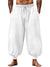 Men's Cotton Linen Harem Pants, Elastic Waist with Drawstring, Loose Casual Trousers for Yoga, Beach and Daily Wea