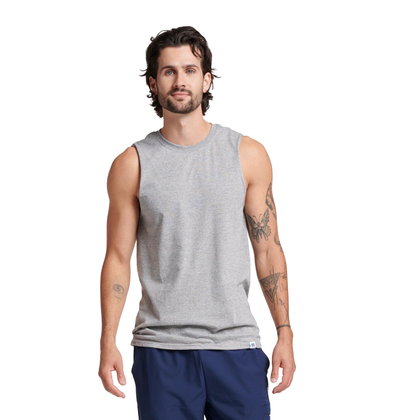 Men's Cotton Blend Sleeveless Muscle Tank Top, Moisture Wicking Anti-Odor Sun Protection Vest