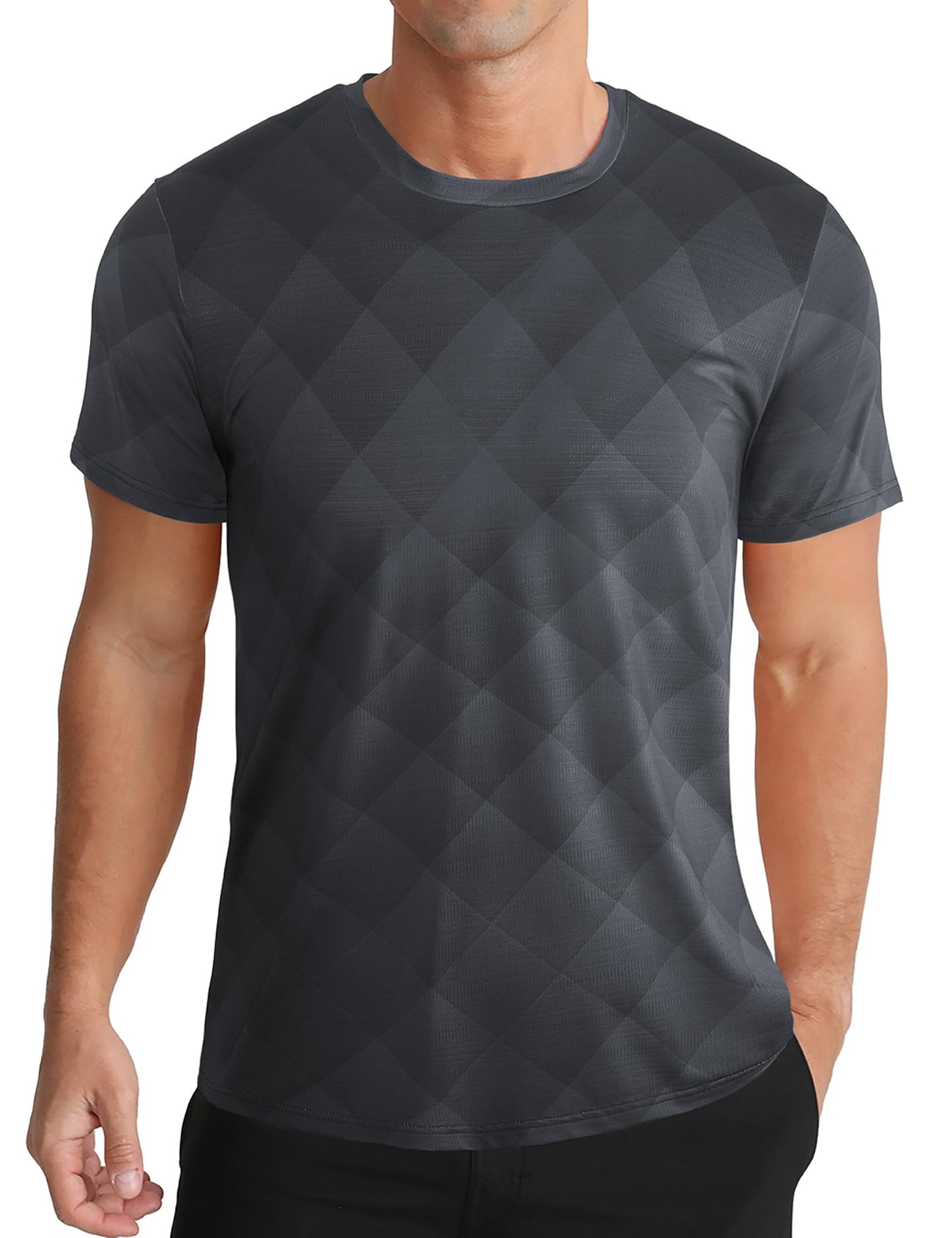 Men's Quick Dry Short Sleeve Sports Tee, Breathable Training Running Tops