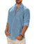Men's Linen Textured Long Sleeve Shirt, Solid Cotton Regular Fit Button Down Shirt, Casual for Summer, Beach and Wedding Wear