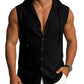Men's Linen Sleeveless Hooded Button Tank Top, Lightweight Casual Summer Beach Wear