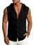 Men's Linen Sleeveless Hooded Button Tank Top, Lightweight Casual Summer Beach Wear