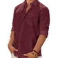 Men's Linen Textured Long Sleeve Shirt, Solid Cotton Regular Fit Button Down Shirt, Casual for Summer, Beach and Wedding Wear