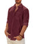 Men's Linen Textured Long Sleeve Shirt, Solid Cotton Regular Fit Button Down Shirt, Casual for Summer, Beach and Wedding Wear