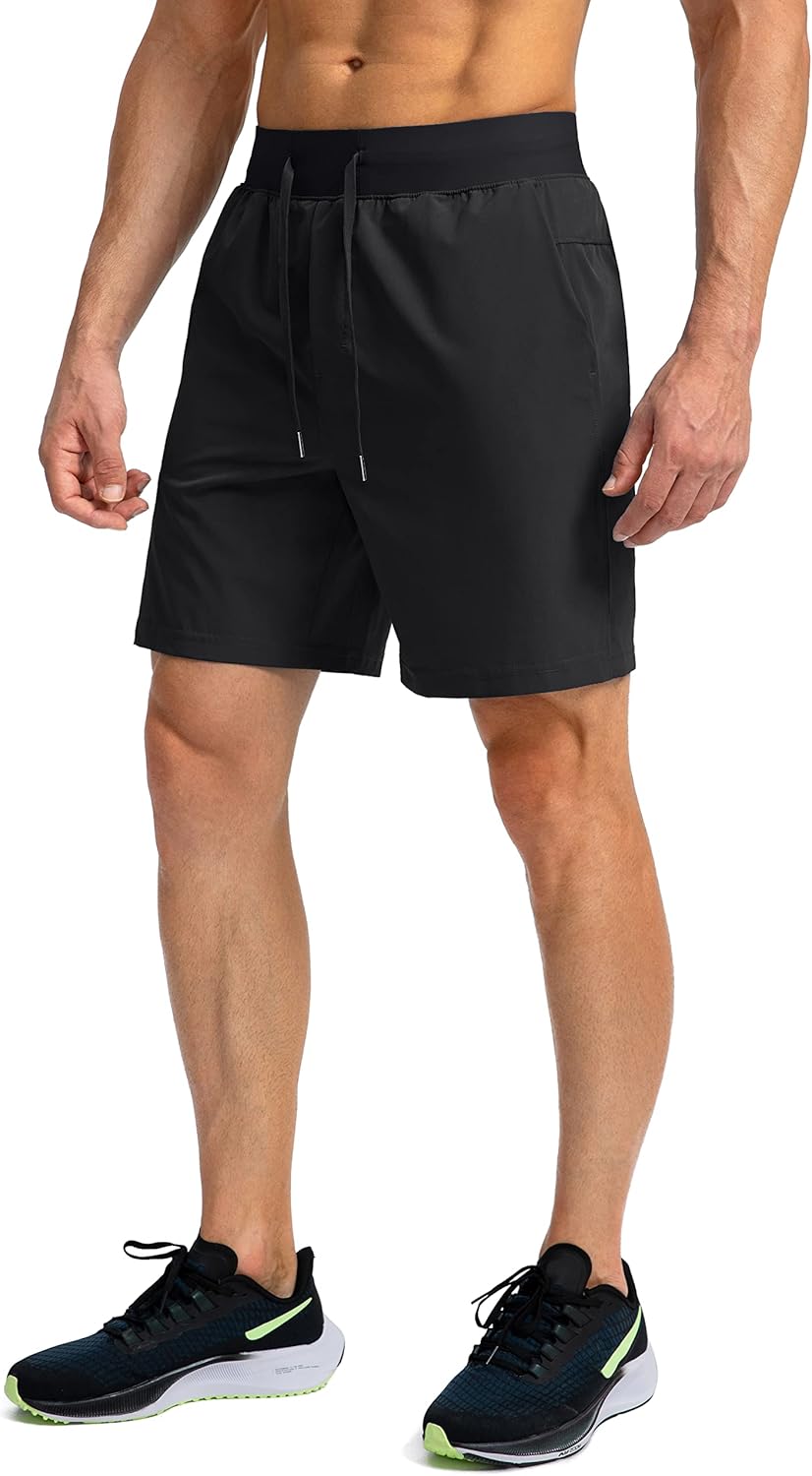 Men's Quick Dry Sports Shorts With Zipper Pockets For Fitness Running Basketball