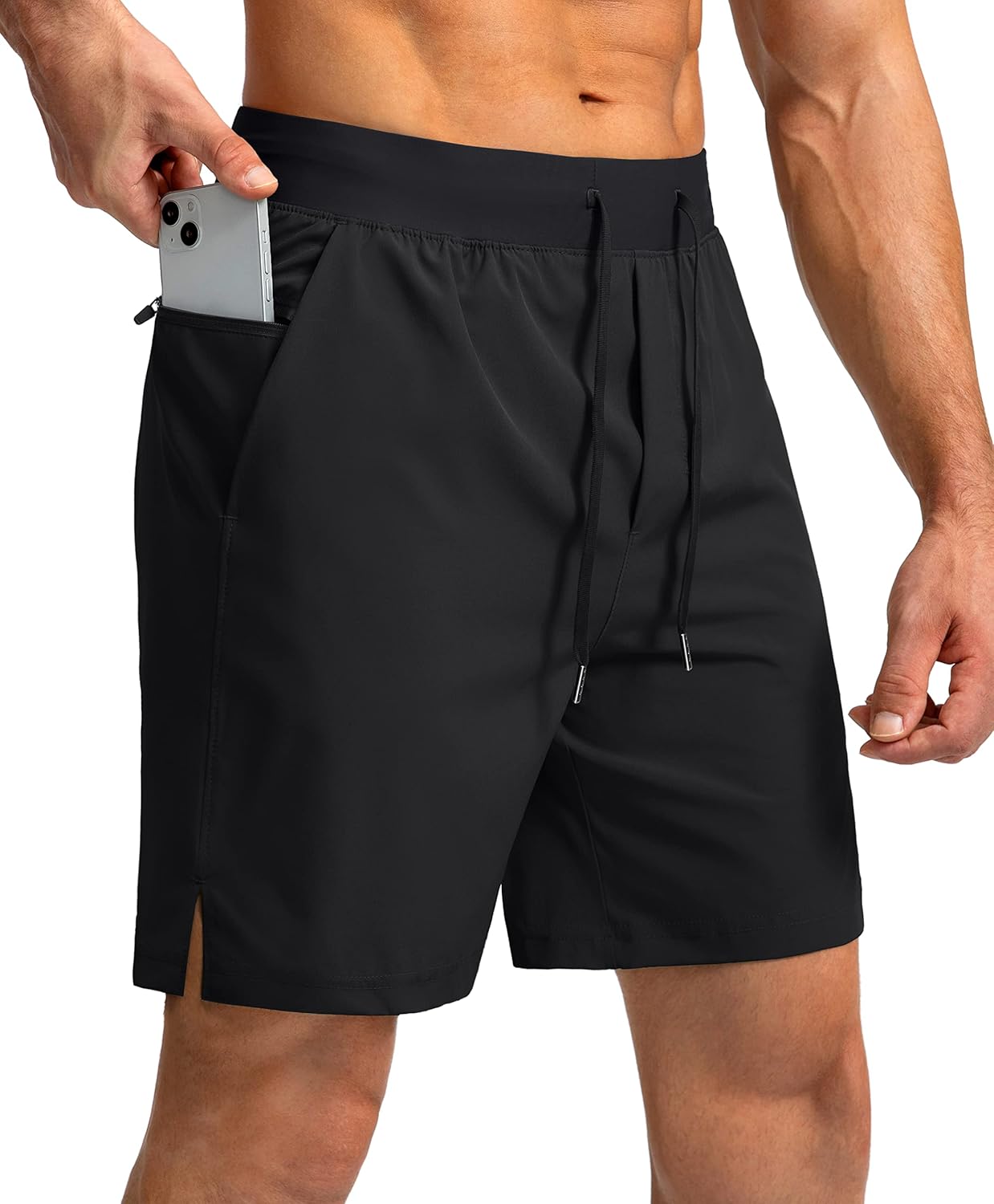 Men's Quick Dry Sports Shorts With Zipper Pockets For Fitness Running Basketball