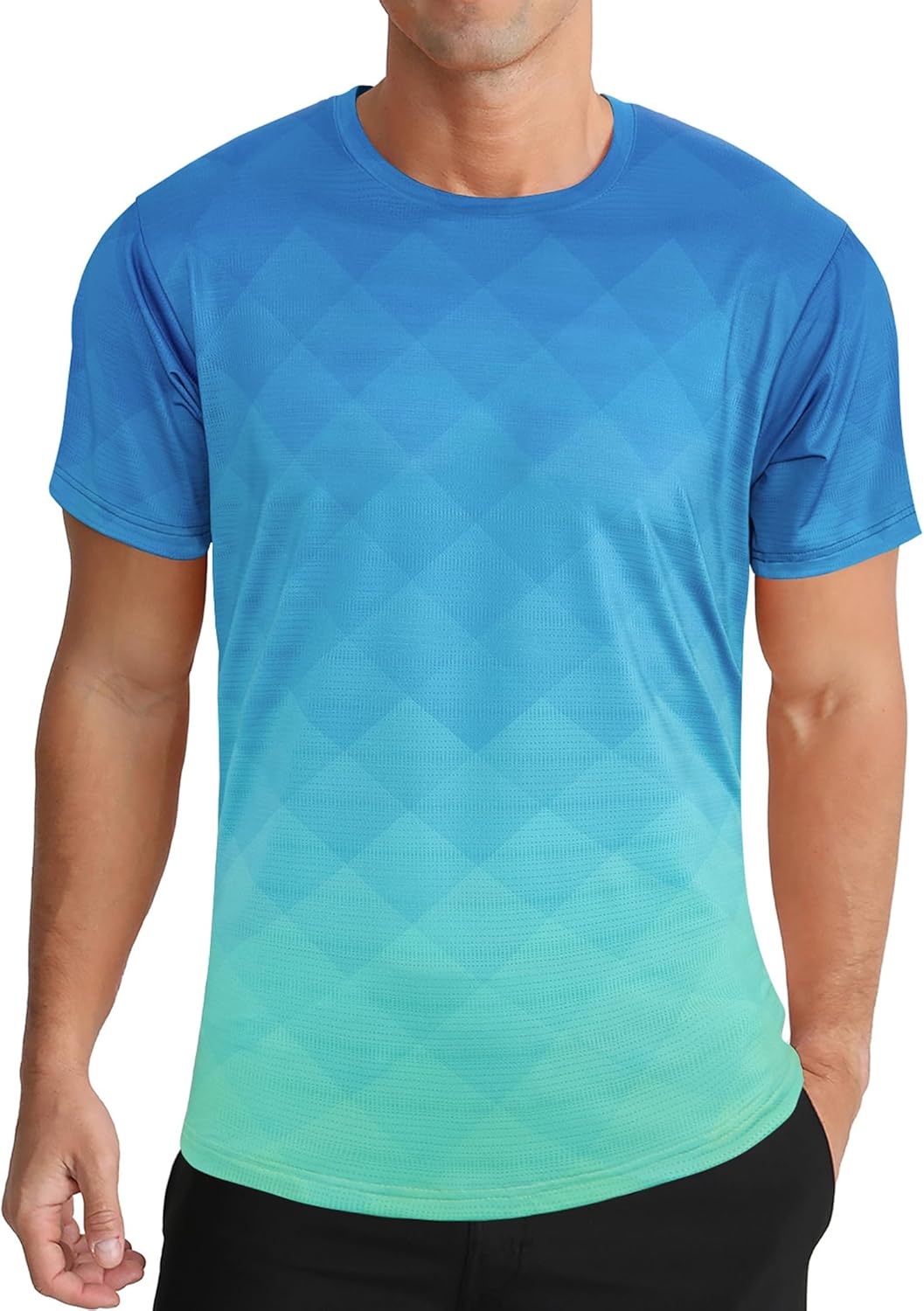 Men's Quick Dry Short Sleeve Sports Tee, Breathable Training Running Tops