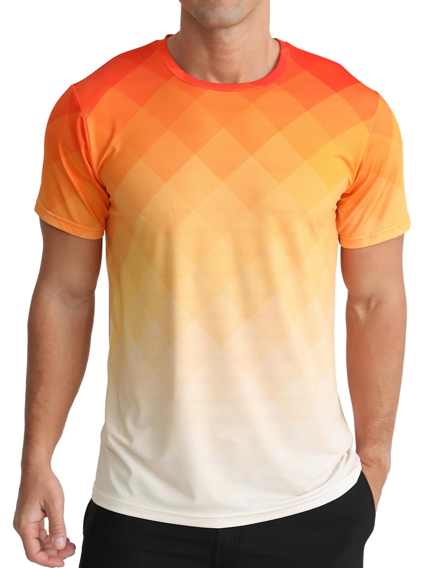 Men's Quick Dry Short Sleeve Sports Tee, Breathable Training Running Tops