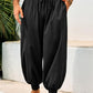 Men's Cotton Linen Harem Pants, Elastic Waist with Drawstring, Loose Casual Trousers for Yoga, Beach and Daily Wea