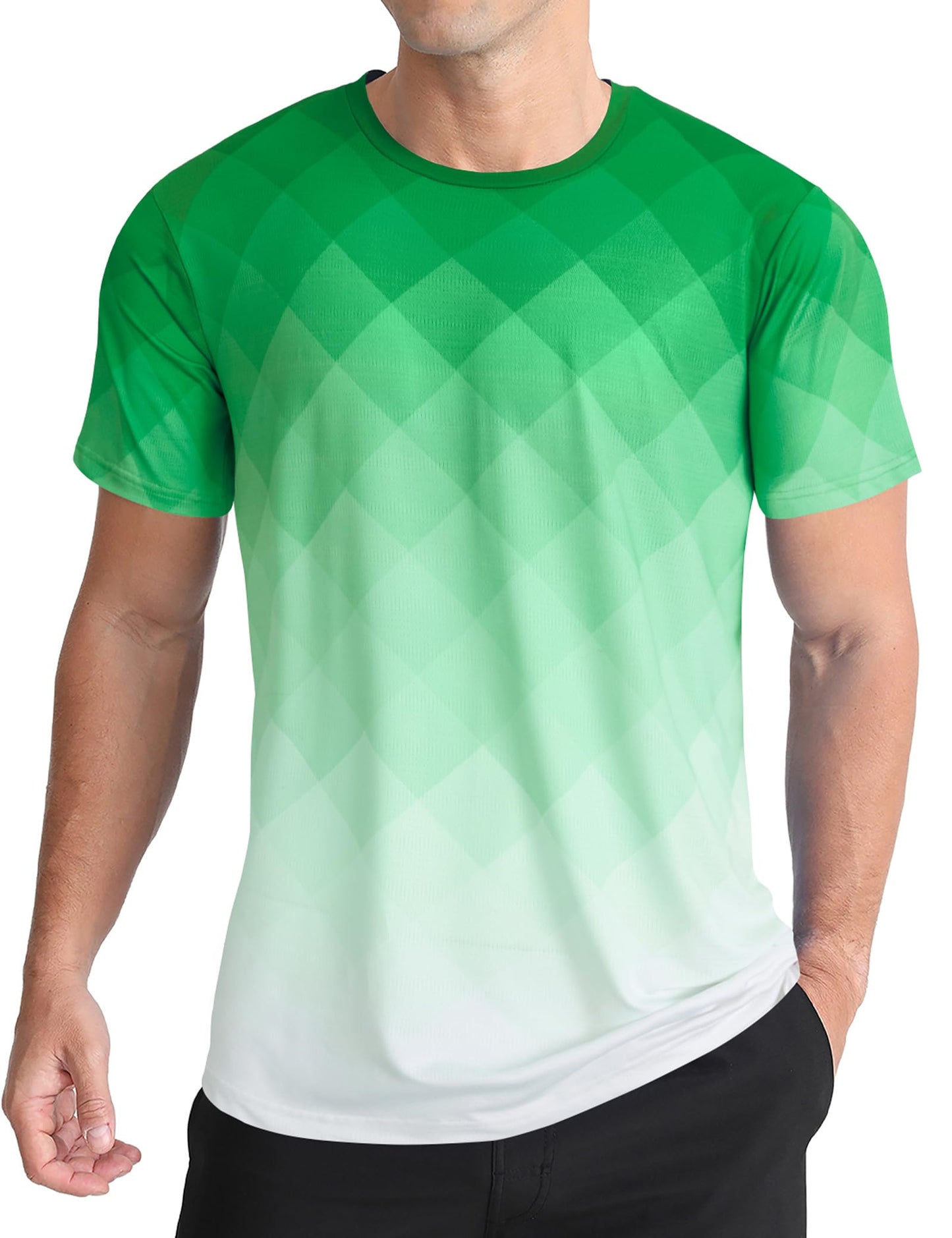 Men's Quick Dry Short Sleeve Sports Tee, Breathable Training Running Tops
