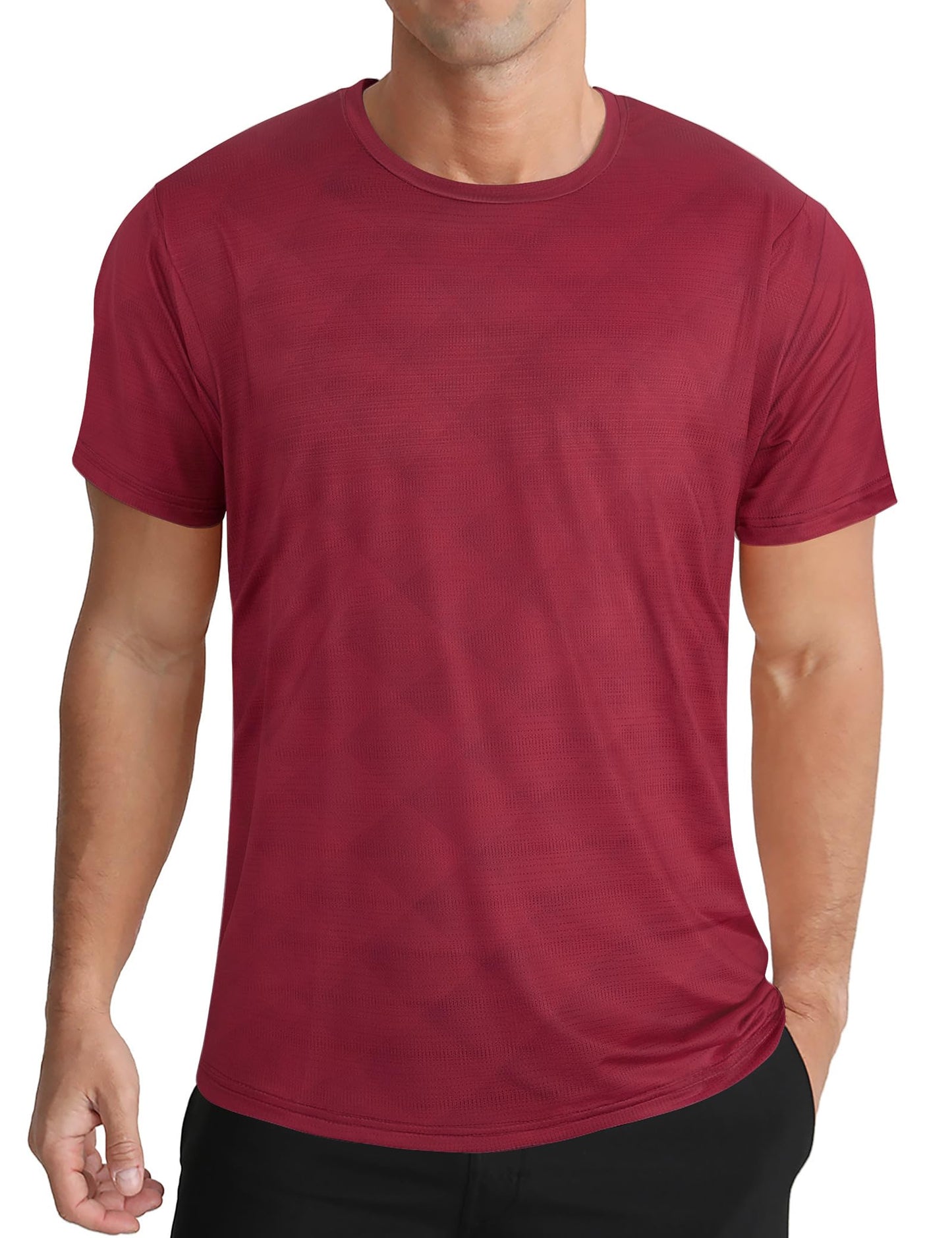 Men's Quick Dry Short Sleeve Sports Tee, Breathable Training Running Tops