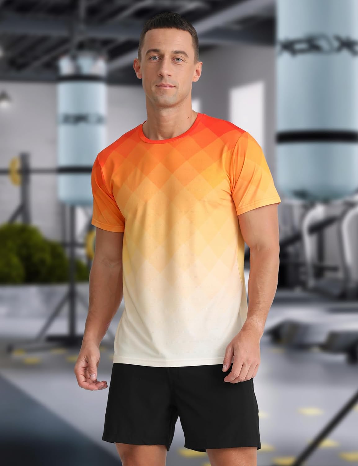 Men's Quick Dry Short Sleeve Sports Tee, Breathable Training Running Tops