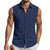 Men's Linen Sleeveless Hooded Button Tank Top, Lightweight Casual Summer Beach Wear