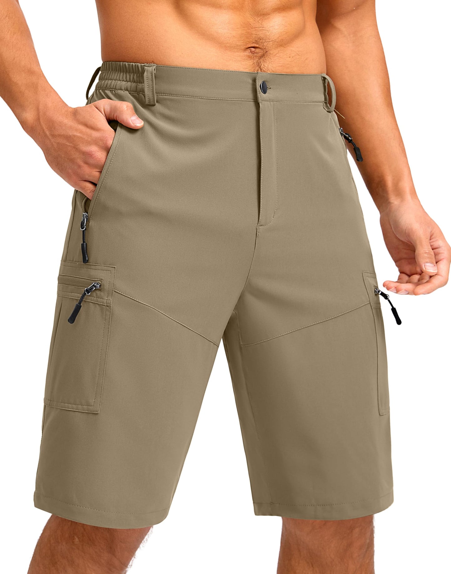 Men's Multi-Pocket Lightweight Outdoor Cargo Shorts, Casual Shorts for Hiking Golf Camping Could you recommend other men's outdoor apparel? Are hooded waterproof jackets available? What features do these hiking cargo shorts have?        What are the advan
