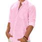 Men's Linen Textured Long Sleeve Shirt, Solid Cotton Regular Fit Button Down Shirt, Casual for Summer, Beach and Wedding Wear
