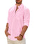 Men's Linen Textured Long Sleeve Shirt, Solid Cotton Regular Fit Button Down Shirt, Casual for Summer, Beach and Wedding Wear