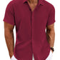 Men's Linen Shirts Short Sleeve Casual Shirts Button Down Shirt for Men Beach Summer Wedding Shirt