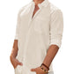 Men's Linen Textured Long Sleeve Shirt, Solid Cotton Regular Fit Button Down Shirt, Casual for Summer, Beach and Wedding Wear