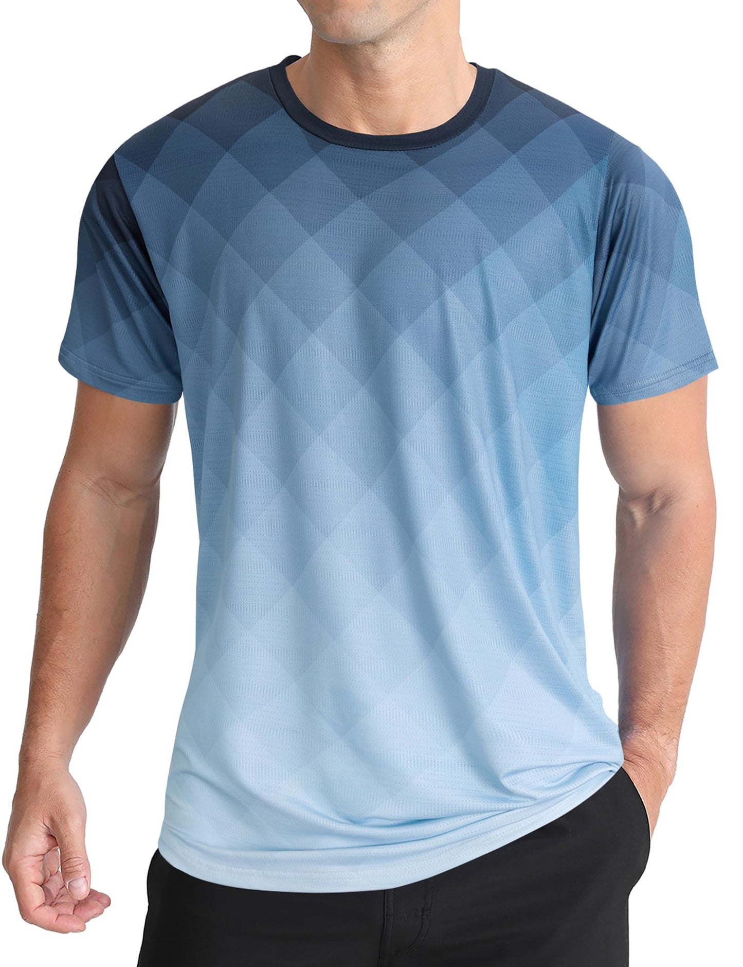 Men's Quick Dry Short Sleeve Sports Tee, Breathable Training Running Tops