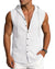 Men's Linen Sleeveless Hooded Button Tank Top, Lightweight Casual Summer Beach Wear