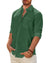 Men's Linen Textured Long Sleeve Shirt, Solid Cotton Regular Fit Button Down Shirt, Casual for Summer, Beach and Wedding Wear