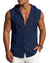 Men's Linen Sleeveless Hooded Button Tank Top, Lightweight Casual Summer Beach Wear