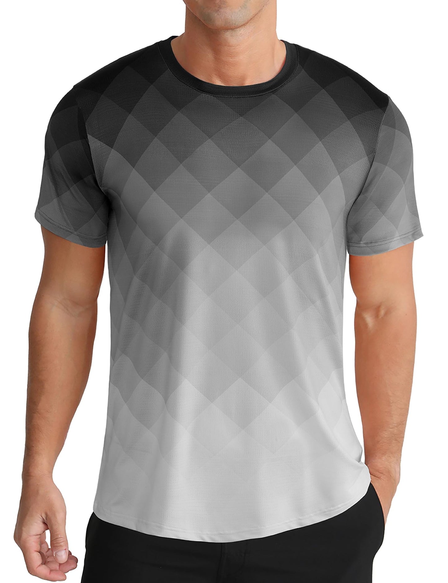 Men's Quick Dry Short Sleeve Sports Tee, Breathable Training Running Tops