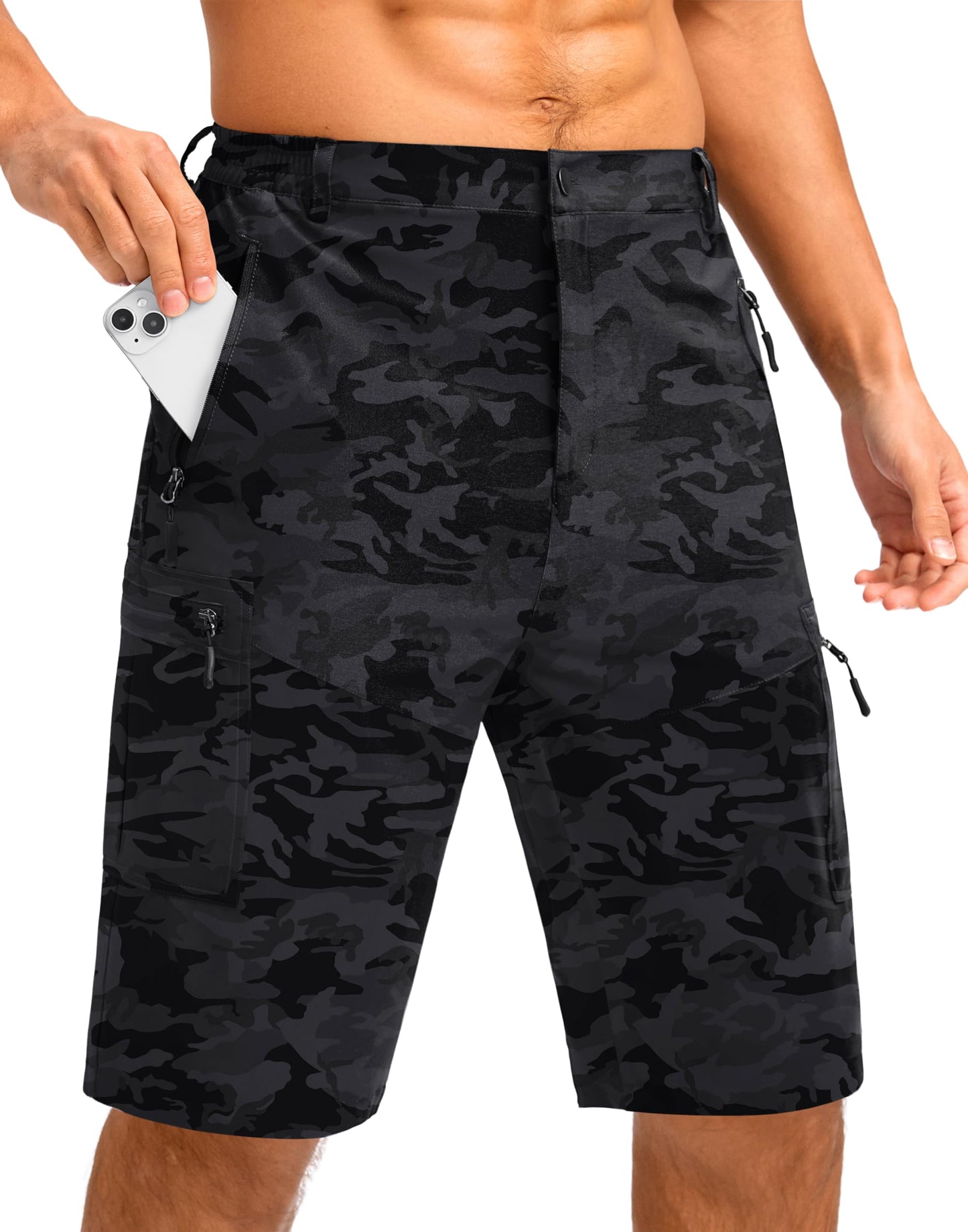 Men's Multi-Pocket Lightweight Outdoor Cargo Shorts, Casual Shorts for Hiking Golf Camping Could you recommend other men's outdoor apparel? Are hooded waterproof jackets available? What features do these hiking cargo shorts have?        What are the advan