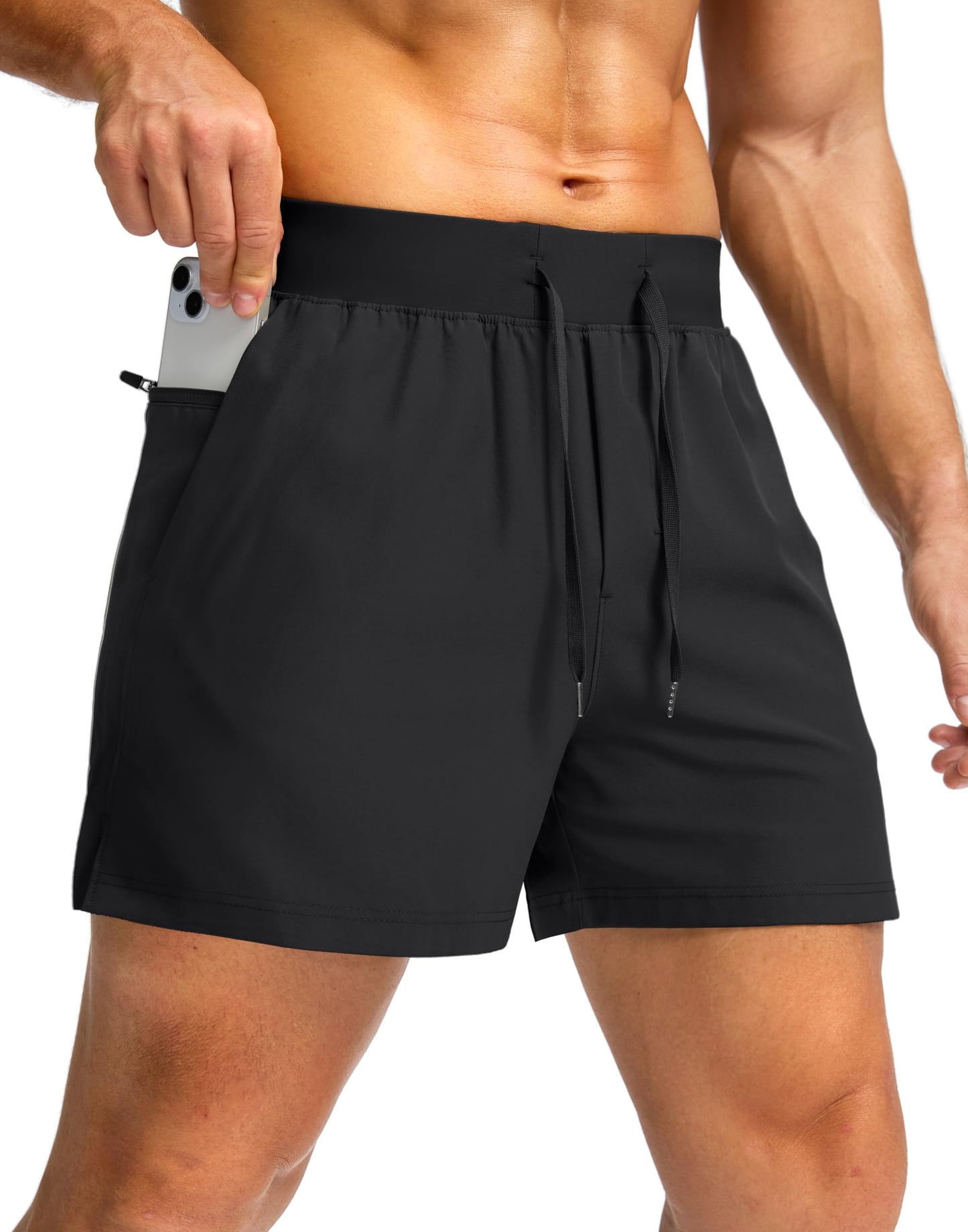 Men's Quick Dry Sports Shorts With Zipper Pockets For Fitness Running Basketball